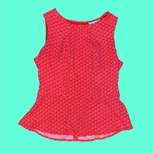 Banana Republic Orange-Red Patterned Peplum Blouse
